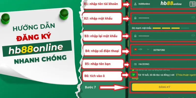 Hướng dẫn đăng ký tài khoản cá cược tại Hb88 cho người chơi mới